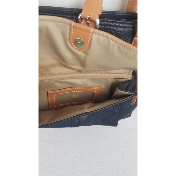 Carryland Black Beige Women’s Tote Satchel Handbag Shoulder Bag Purse multi pckt - Picture 5 of 11